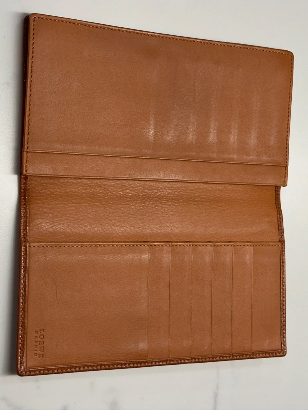 Loewe Madrid Classic Brown Textured Wallet Refined Organizer + Dust Bag + COA